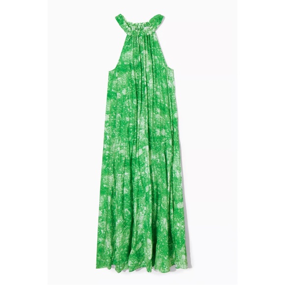 COS Watercolor Halter Maxi Dress Green Sz 4 - Picture 13 of 13
